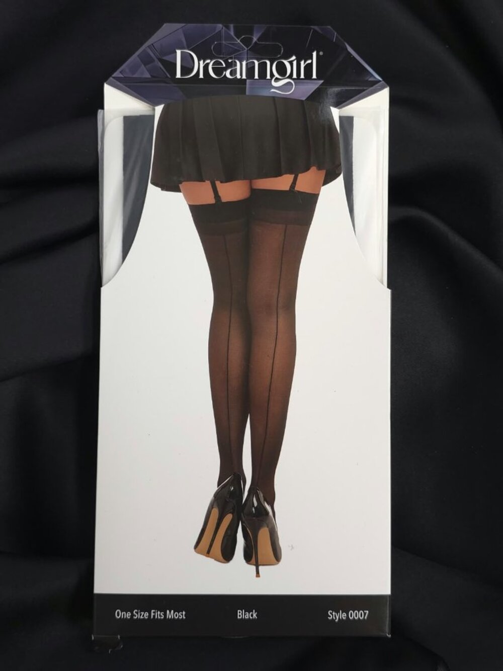 Dreamgirl Black Sheer Thigh High Stockings Back Seam One Size 0007